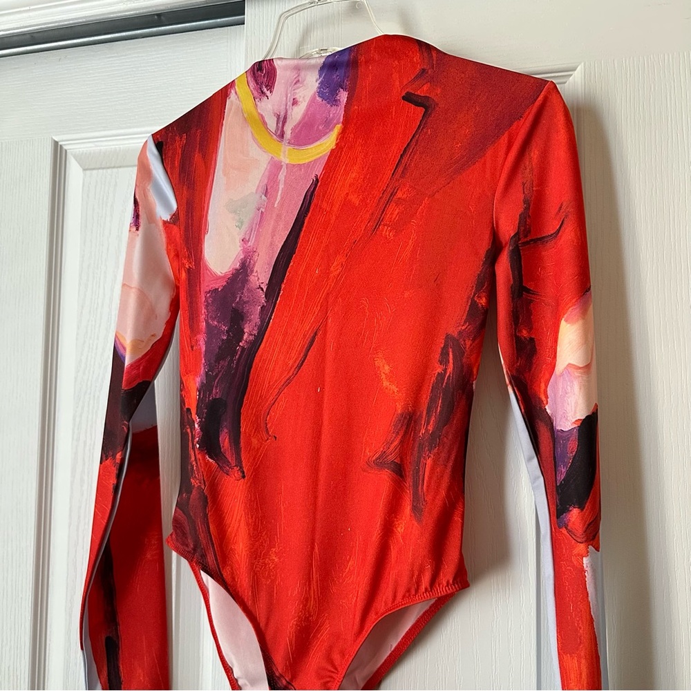 New Zara XEVI SOLA Print Red Long Sleeve Bodysuit Small 1165/019 - Picture 7 of 10